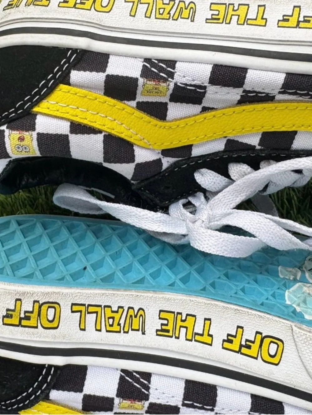 Vans Kids sponge bod Checkerboard Lace-Up Sneakers in Black, White & Yellow